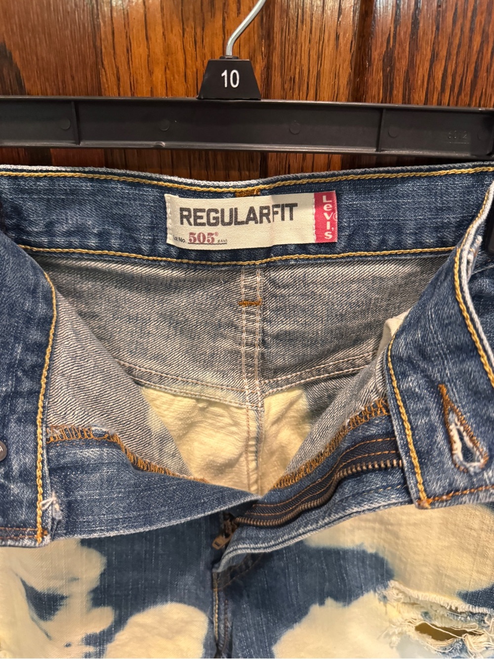 Levi's Blue and White Bleached Distressed Denim Shorts - Picture 4 of 4